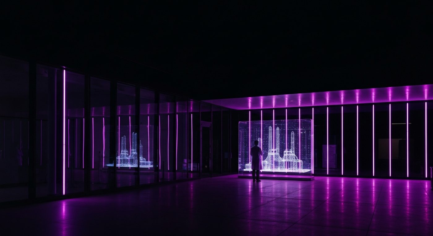 MindWaves AI research facility with digital twin visualization