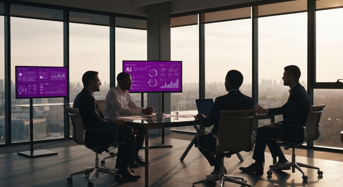 MindWaves AI business development team in modern office